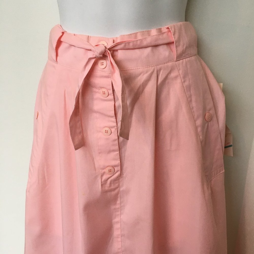 Vtg Skirt Pink Cotton Size 10 Maxi Lightweight Tie - Picture 3 of 6